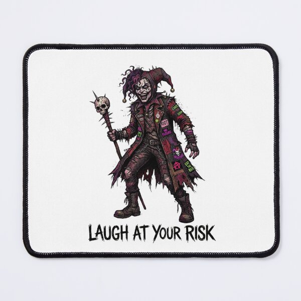 Item preview, Laugh at Your Risk - Punk Jester with Skull Staff & Rebel Patches Art designed and sold by StickVerse by Owais.