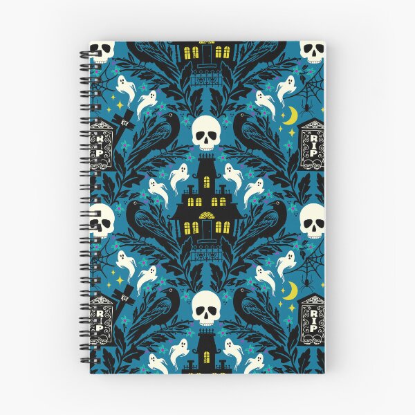 Item preview, Halloween damask with haunted house, skulls, and ravens designed and sold by Jennifer Ladd.