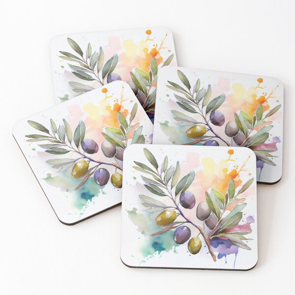 Item preview, Watercolor Olive Branch Colorful Splash Art designed and sold by HappyOops.