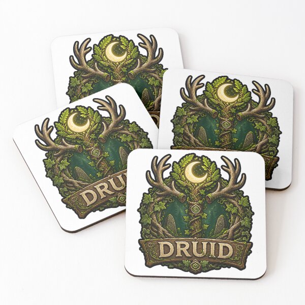 Item preview, Druid Class Emblem Horn Staff Crescent Moon Nature RPG tabletop game designed and sold by CleverRaccoon.