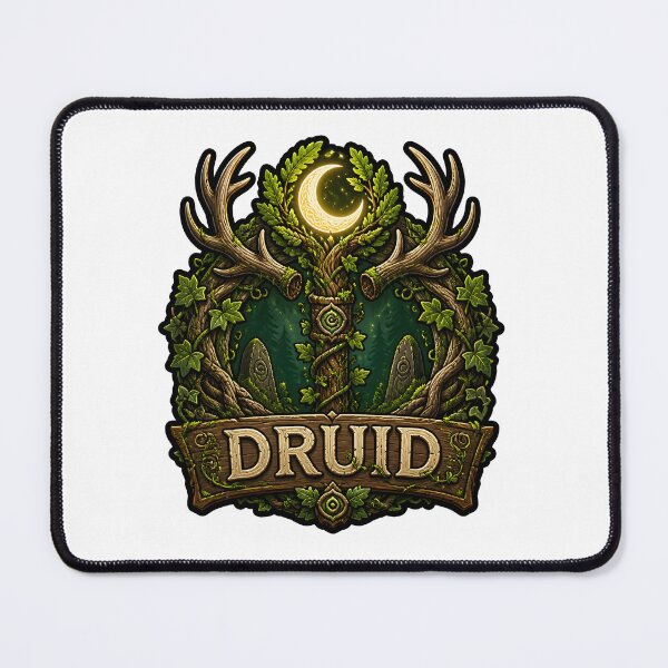 Item preview, Druid Class Emblem Horn Staff Crescent Moon Nature RPG tabletop game designed and sold by CleverRaccoon.