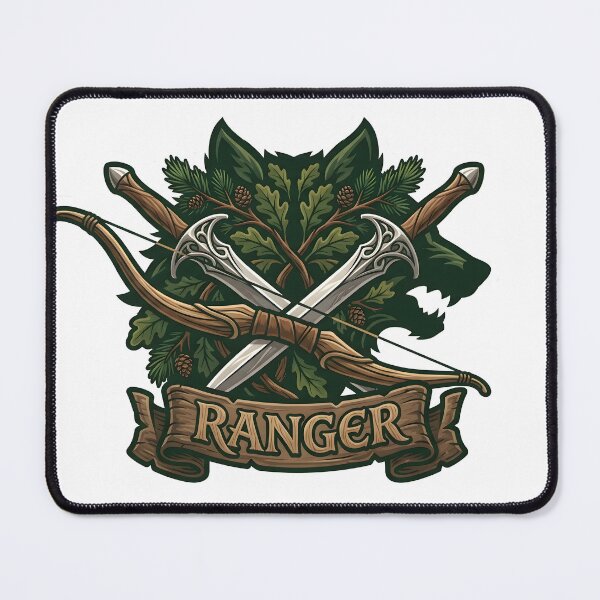 Item preview, Ranger Class Emblem Bow Arrow Swords Forest Paw RPG tabletop game designed and sold by CleverRaccoon.