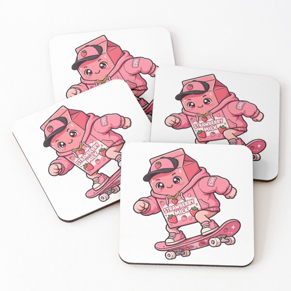 Item preview, Cute Strawberry Milk Skater Kawaii Sticker designed and sold by Kiralemon.