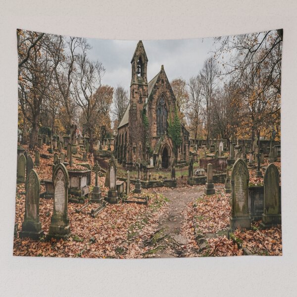 Item preview, Autumn Gothic Chapel and Quiet Cemetery designed and sold by AfresStudio.