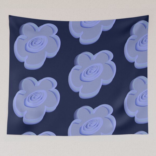Item preview, Retro Daisy Pattern Scandi Folk - Periwinkle Midnight Blue designed and sold by CaramelCo.