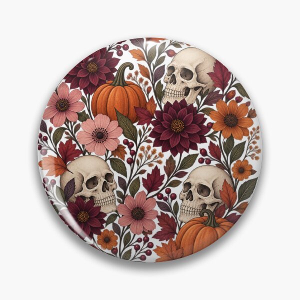 Item preview, Boho Fall Floral Pumpkin and Skull design, Spooky Botanical Halloween Autumn Wildflowers designed and sold by SpookyShadesLab.