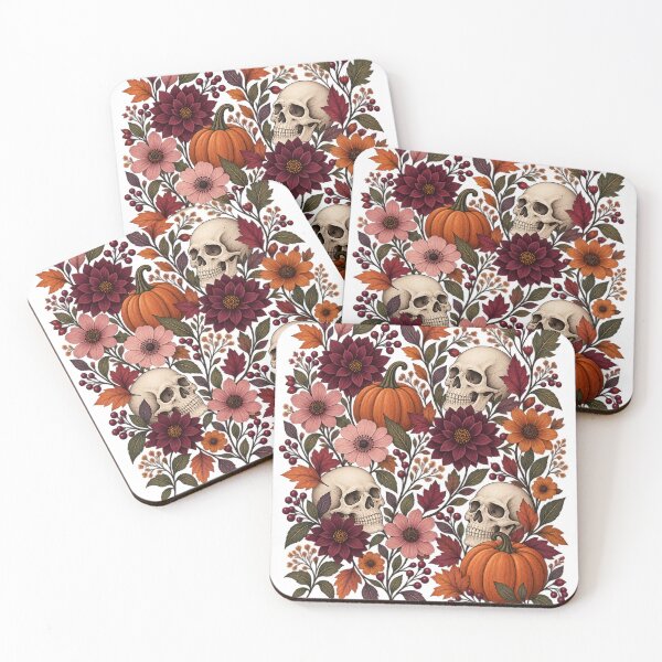 Item preview, Boho Fall Floral Pumpkin and Skull design, Spooky Botanical Halloween Autumn Wildflowers designed and sold by SpookyShadesLab.