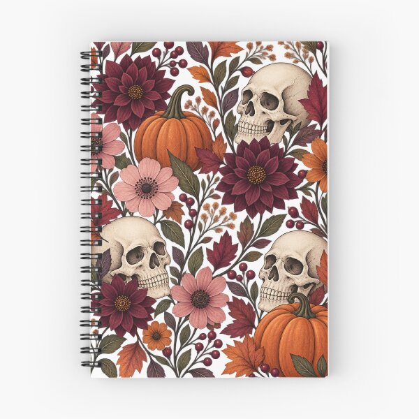 Item preview, Boho Fall Floral Pumpkin and Skull design, Spooky Botanical Halloween Autumn Wildflowers designed and sold by SpookyShadesLab.