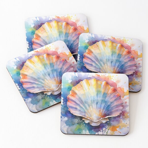 Item preview, Watercolor Rainbow Seashell Splash Art designed and sold by HappyOops.