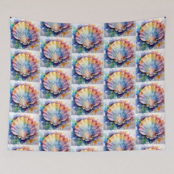 Item preview, Watercolor Rainbow Seashell Splash Art designed and sold by HappyOops.