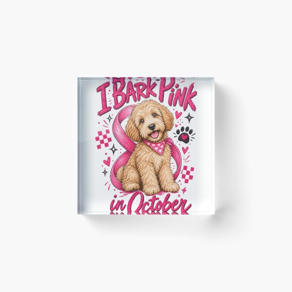 Item preview, I Bark Pink in October Goldendoodle Awareness Ribbon Graphic designed and sold by VGAfanatic.