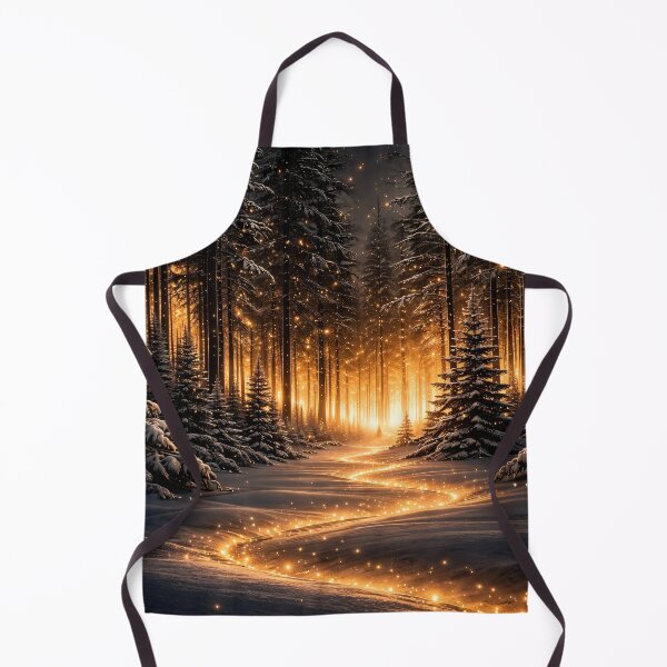 Item preview, Enchanted Winter Forest with Golden Lights – Magical Snowy Woodland Art Print designed and sold by Kaleidoscope Print.