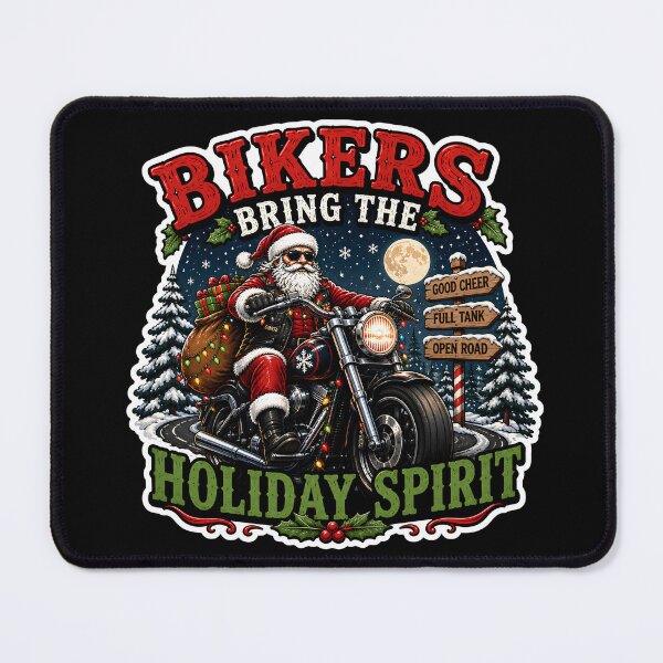 Item preview, Bikers Bring the Holiday Spirit – Santa Motorcycle Christmas Biker designed and sold by SVALANART.