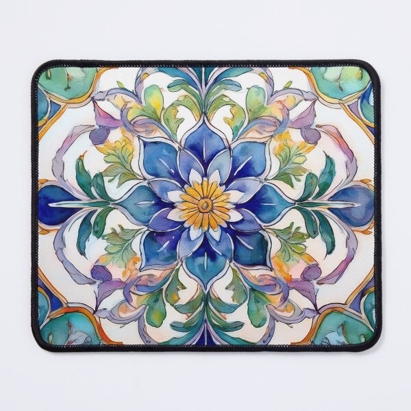 Item preview, Moroccan Tile Mandala Watercolor Floral Design designed and sold by HappyOops.