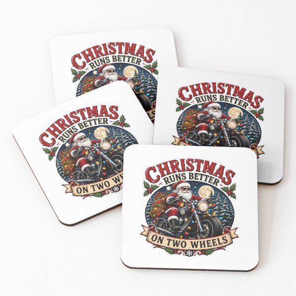 Item preview, Christmas Runs Better on Two Wheels – Santa Motorcycle Biker Christmas designed and sold by SVALANART.
