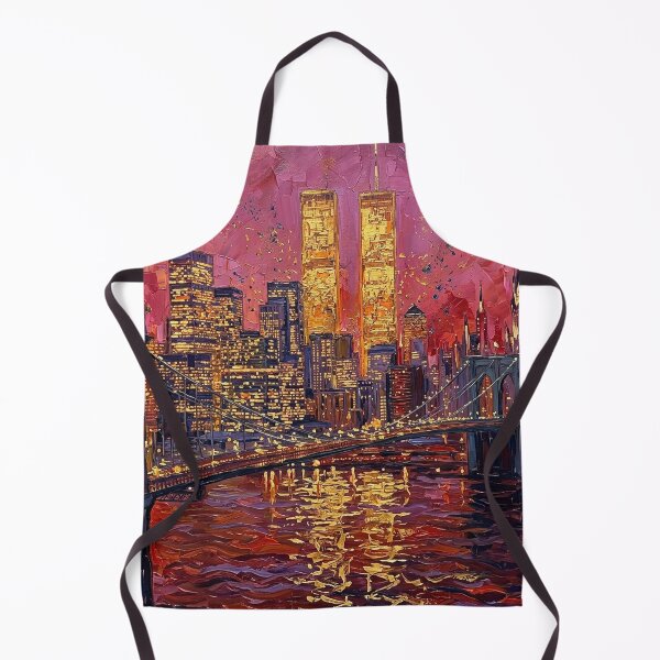 Item preview, Luminous Twin Towers & Brooklyn Bridge – Glowing NYC Oil  designed and sold by CleverCulture.