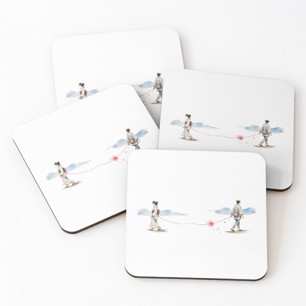 Item preview, Red Thread of Fate – Japanese Couple Connected by Invisible String, Romantic Love Destiny Art designed and sold by MrDev.