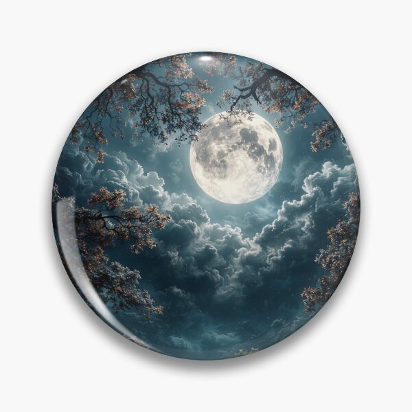 Item preview, Full Moon Through Ancient Trees – Mystical Night Forest Fantasy Art Print designed and sold by Kaleidoscope Print.