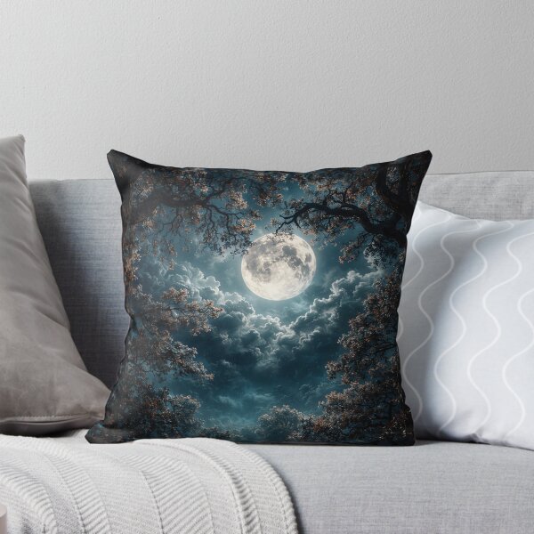 Item preview, Full Moon Through Ancient Trees – Mystical Night Forest Fantasy Art Print designed and sold by Kaleidoscope Print.