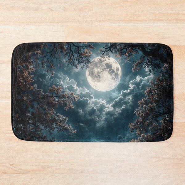 Item preview, Full Moon Through Ancient Trees – Mystical Night Forest Fantasy Art Print designed and sold by Kaleidoscope Print.