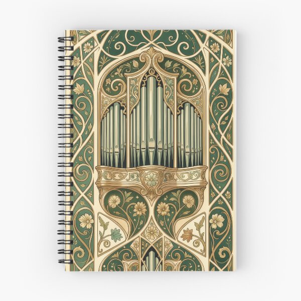 Item preview, Art Nouveau Pipe Organ Illustration - Vintage Ornamental Emerald & Gold Music Pattern designed and sold by pinkal.