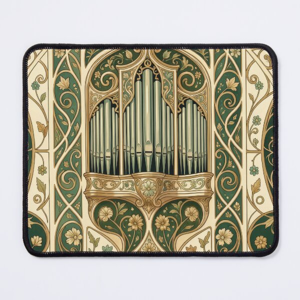 Item preview, Art Nouveau Pipe Organ Illustration - Vintage Ornamental Emerald & Gold Music Pattern designed and sold by pinkal.