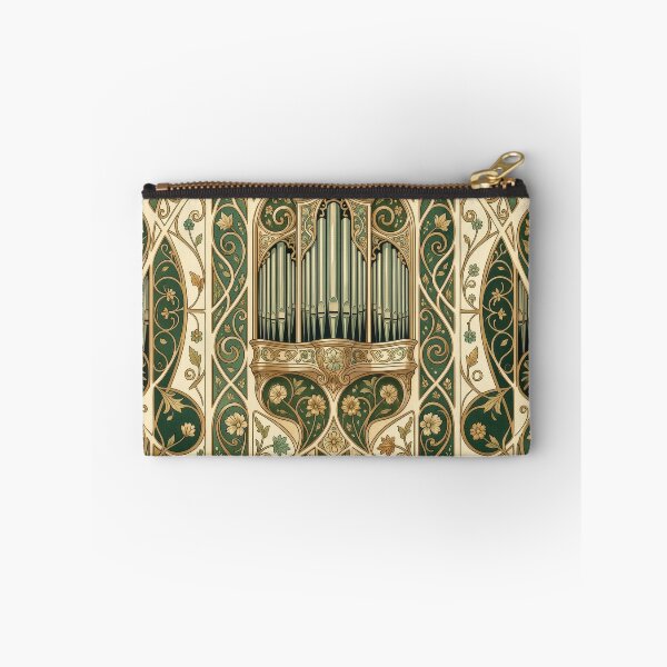Item preview, Art Nouveau Pipe Organ Illustration - Vintage Ornamental Emerald & Gold Music Pattern designed and sold by pinkal.