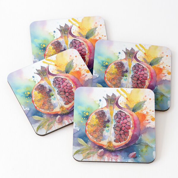 Item preview, Watercolor Pomegranate Colorful Splash Fruit Art designed and sold by HappyOops.