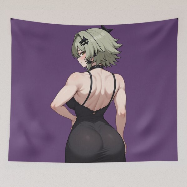 Item preview, Anime Female Character in Black Backless Dress Illustration designed and sold by Jimakmo.