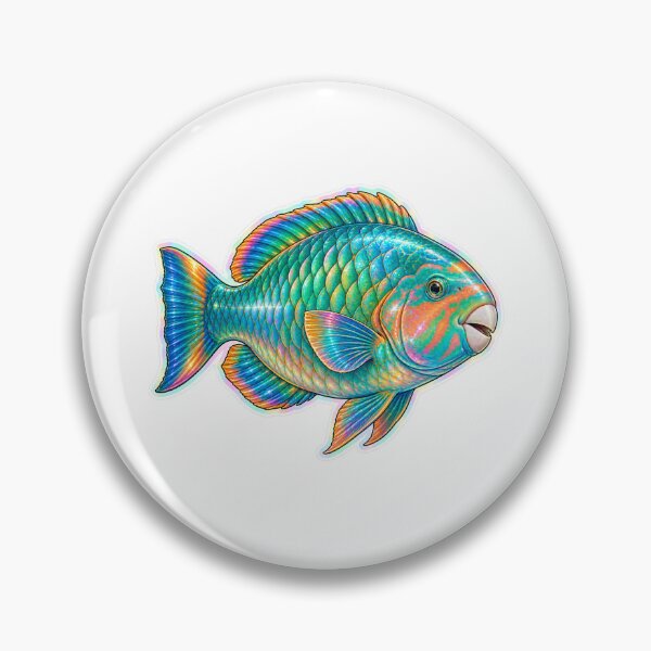 Item preview, Holographic Parrotfish Sticker Colorful Reef Fish Art designed and sold by KenworksDigital.