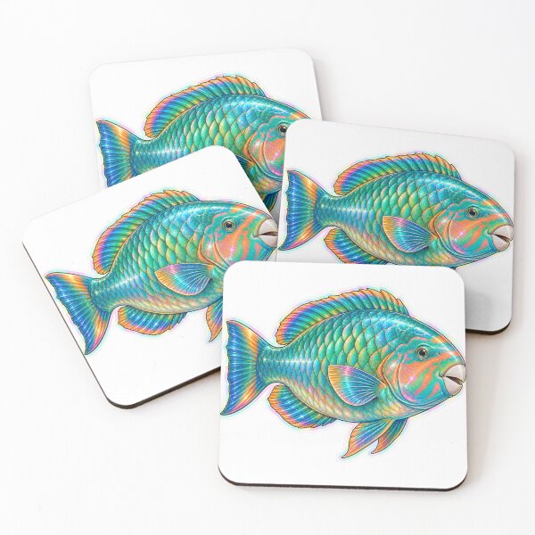 Item preview, Holographic Parrotfish Sticker Colorful Reef Fish Art designed and sold by KenworksDigital.