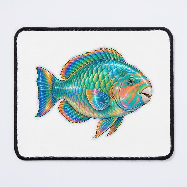 Item preview, Holographic Parrotfish Sticker Colorful Reef Fish Art designed and sold by KenworksDigital.