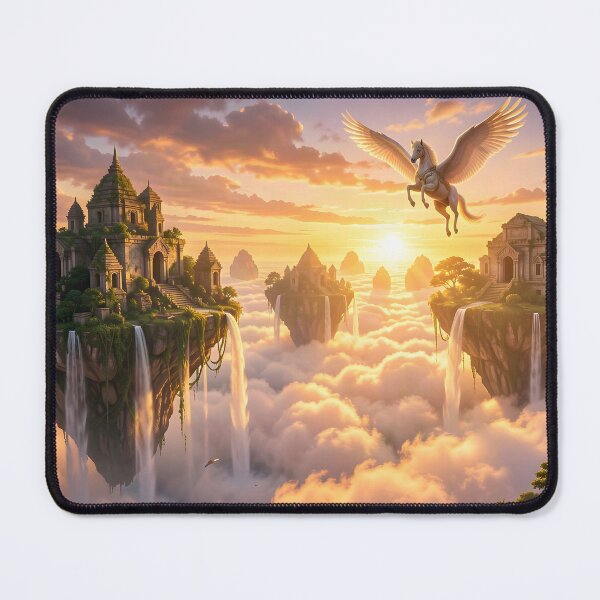 Item preview, A Majestic Pegasus Rises Over Sky Temples at Golden Hour designed and sold by Fanta-sticky.