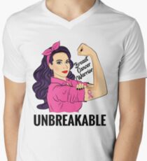 Breast Cancer Warrior Unbreakable Men's V-Neck T-Shirt