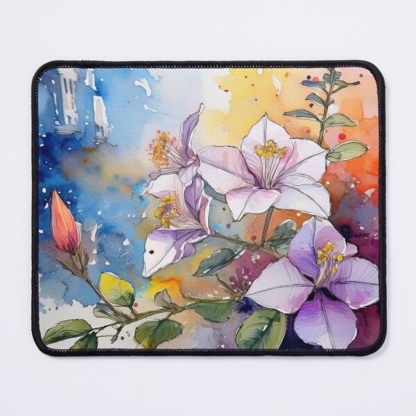 Item preview, Watercolor Hibiscus Colorful Splash Floral Art designed and sold by HappyOops.