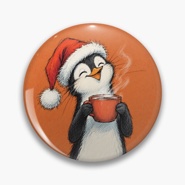 Item preview, Christmas Penguin Drinking Tea – Funny Santa Hat Penguin designed and sold by mayatA-rt.