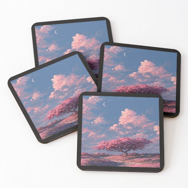 Item preview, Anime Sky Pink Tree Landscape Artwork  designed and sold by NivyasArtistry.