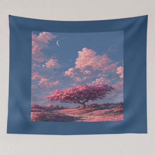 Item preview, Anime Sky Pink Tree Landscape Artwork  designed and sold by NivyasArtistry.