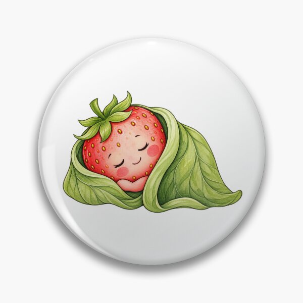 Item preview, Sleepy Strawberry Wrapped in Leaves – Cute Kawaii Strawberry Fruit Character designed and sold by MrDev.