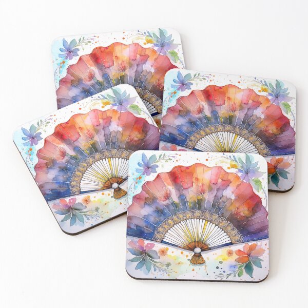 Item preview, Abanico español en acuarela con coloridos motivos florales. designed and sold by HappyOops.
