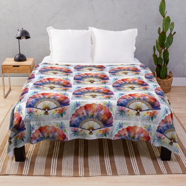 Item preview, Watercolor Spanish Fan Colorful Floral Art designed and sold by HappyOops.