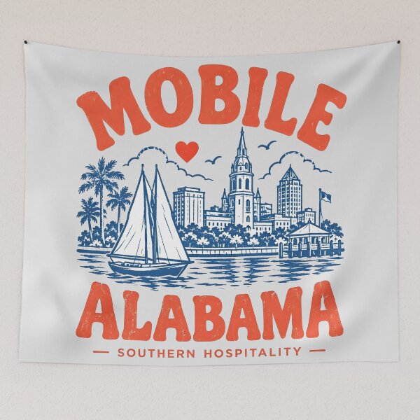 Item preview, Mobile Alabama Retro City designed and sold by HowToCanadian.
