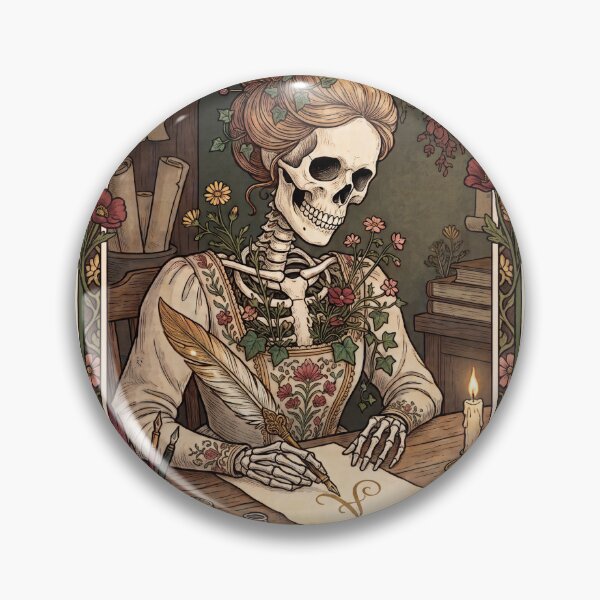 Item preview, The Calligrapher – Vintage Skeleton Tarot Card Botanical Art designed and sold by Graphicarium Shop.