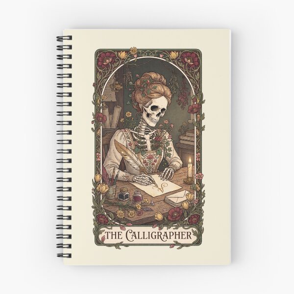 Item preview, The Calligrapher – Vintage Skeleton Tarot Card Botanical Art designed and sold by Graphicarium Shop.
