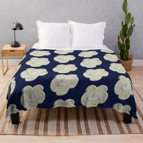 Item preview, Retro Daisy Pattern Scandi Folk - Cream Navy Blue designed and sold by CaramelCo.