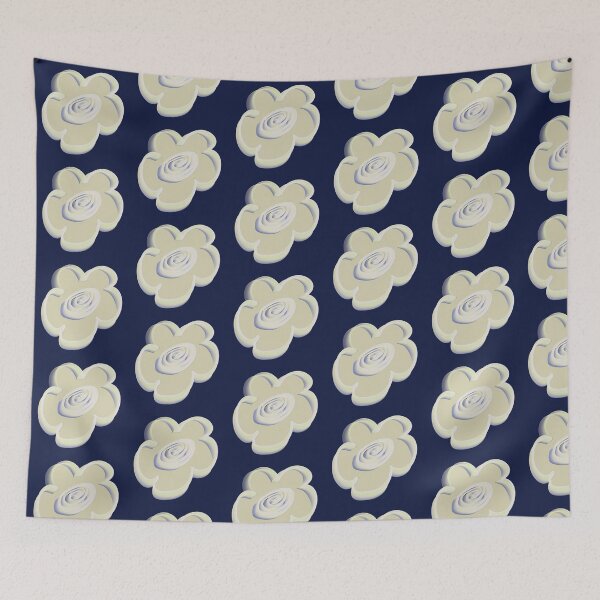 Item preview, Retro Daisy Pattern Scandi Folk - Cream Navy Blue designed and sold by CaramelCo.