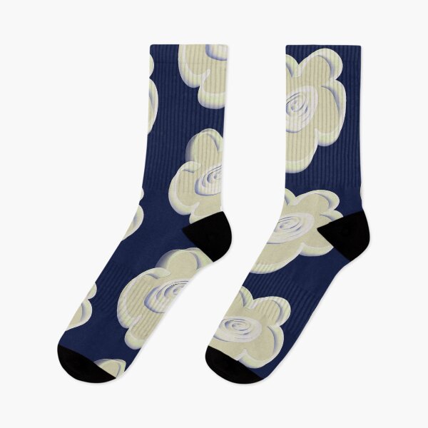 Item preview, Retro Daisy Pattern Scandi Folk - Cream Navy Blue designed and sold by CaramelCo.