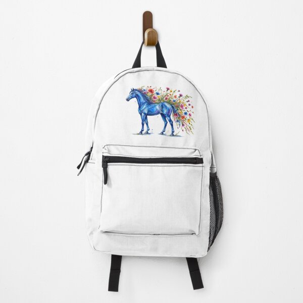 Item preview, Blue Floral Horse – Majestic Wild Horse with Colorful Flowers, Botanical Fantasy Equine Art designed and sold by MrDev.