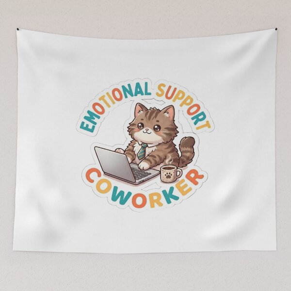 Item preview, Emotional Support Coworker Funny Tabby Cat Office designed and sold by KreatoLab.