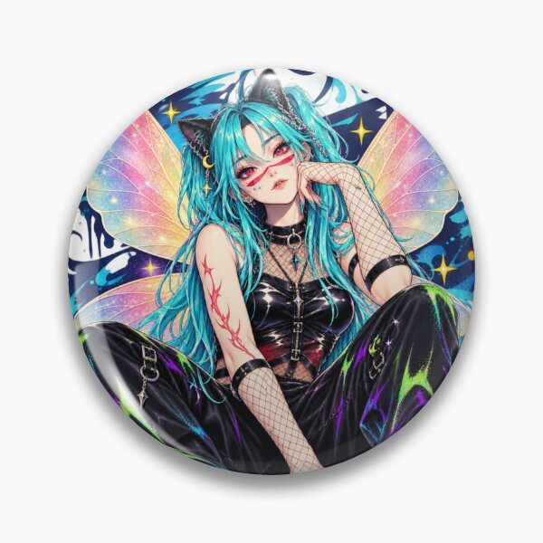 Item preview, Neon Gothic Fairy Cat Girl with Magical Wings designed and sold by Suzaku Studio.